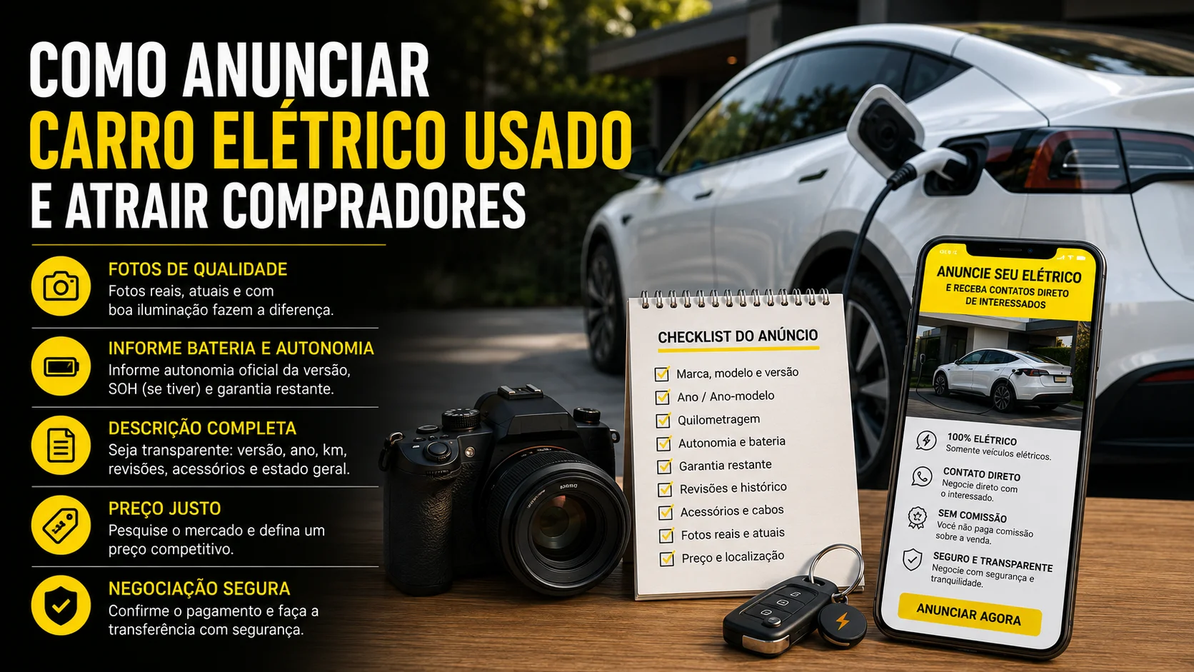 Como anunciar carro elétrico usado e atrair compradores
