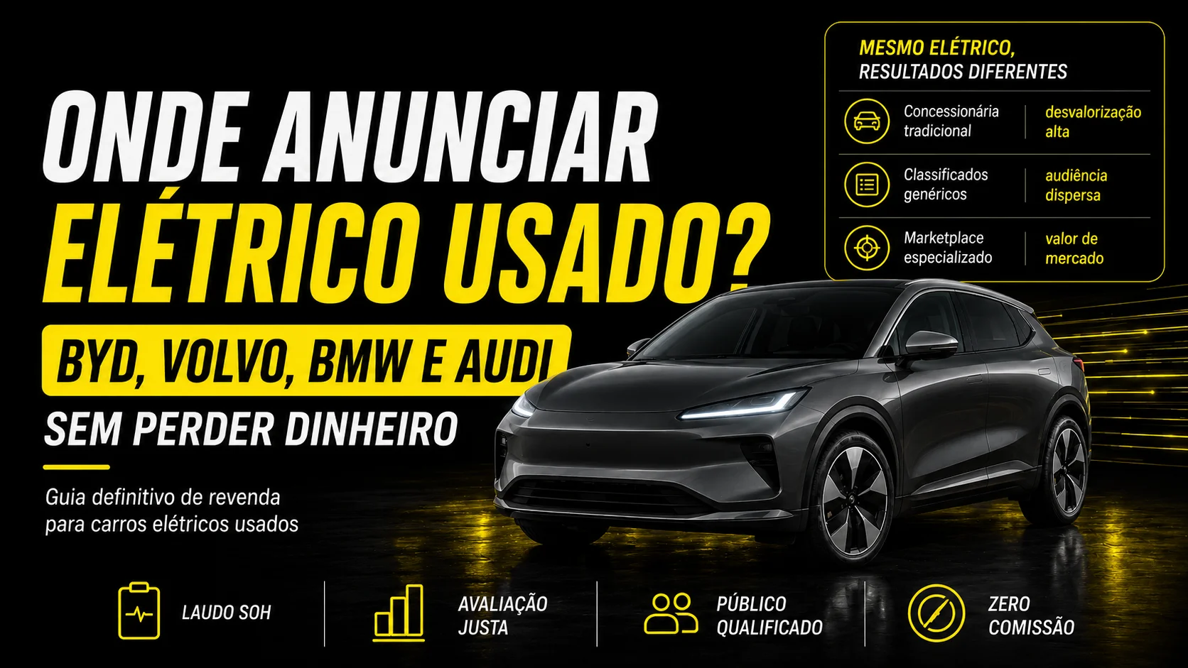 O guia definitivo de revenda: Onde anunciar BYD, Volvo, BMW e Audi elétrico sem perder dinheiro